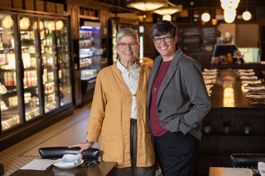 Lisa Becklund, left, and Linda Ford at Cow and Cabbage. Photo by Valerie Wei-Haas