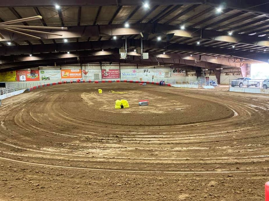 The dirt track at Shawnee's Heart of Expo Center will host plenty of race cart action this week. Photo courtesy Outlaw Motor Sports