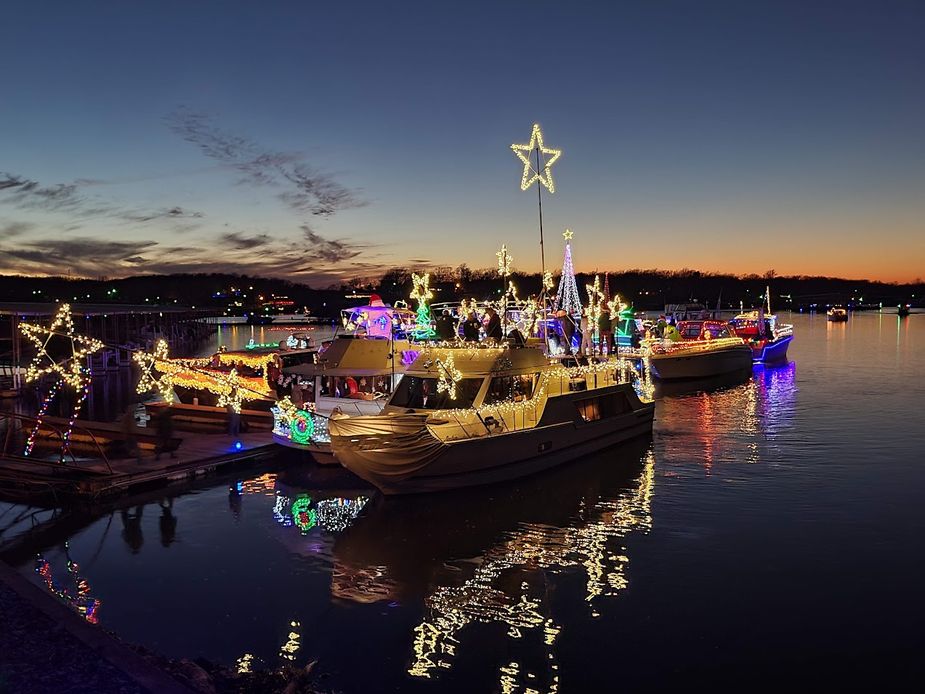 These sleighs will show off their buoyancy during the Grand Lake Christmas Light Boat Parade. Photo courtesy Arrowhead Yachy Club & Boat Sales