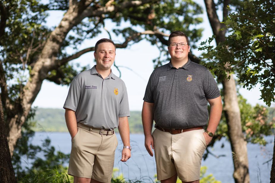 FFA executive secretary Trevor Lucas and president Cooper Kline attended the 2025 FFA Alumni Leadership Camp on Fort Gibson Lake. Photo by Brent Fuchs