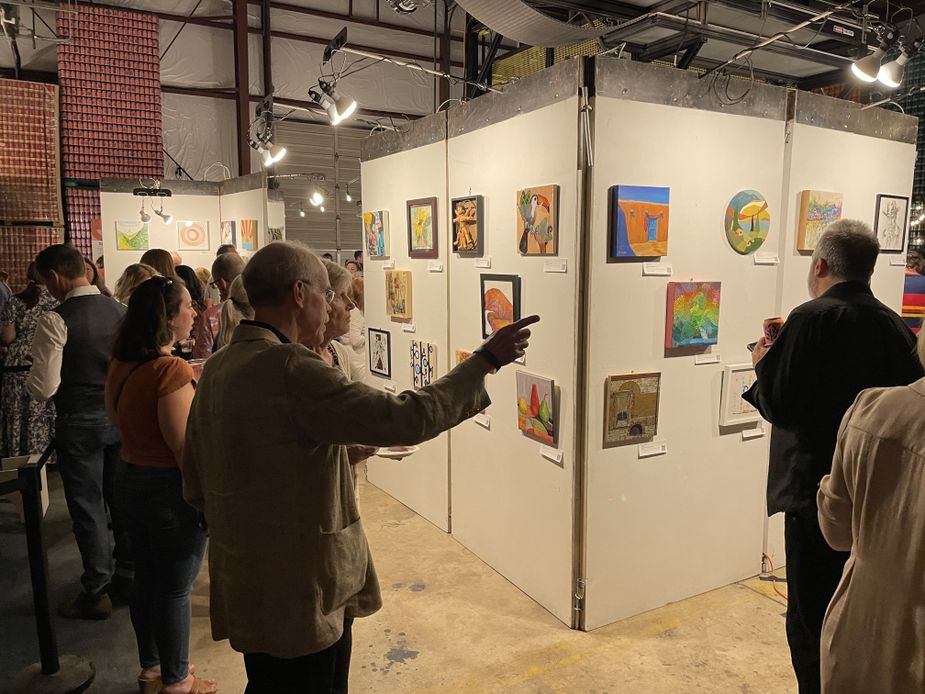 Bidding on pieces at 12x12 begins at $200, making these pieces accessible to art lovers on a budget. Photo by Fernando Calvillo, Oklahoma Visual Arts Coalition