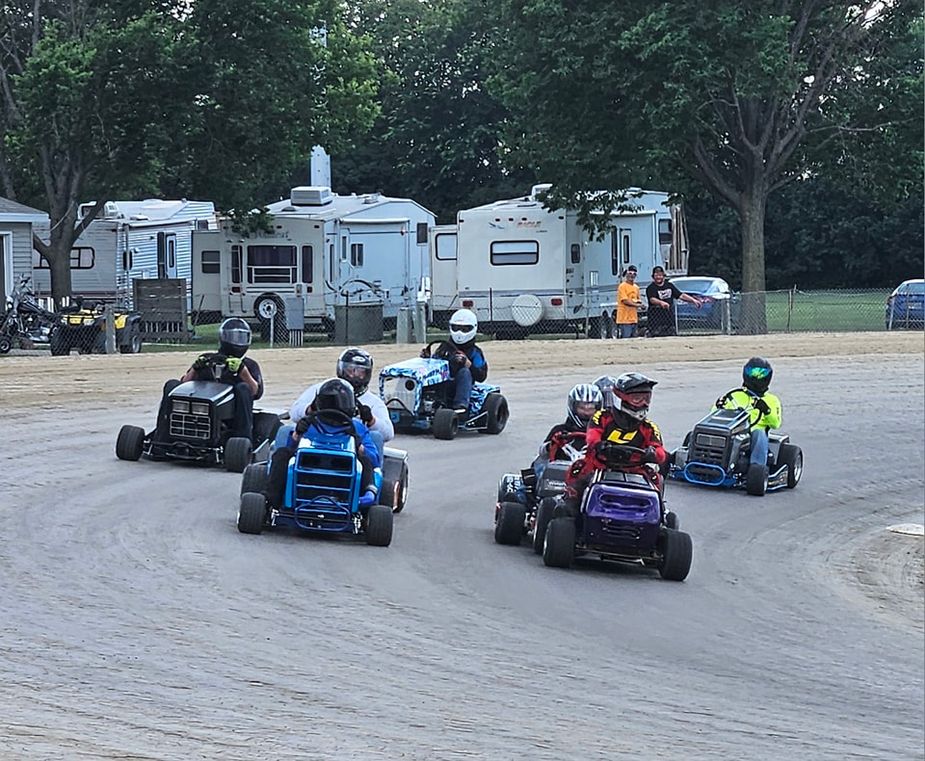 Ladies and gentlemen, start your mowers! Head to the Will Rogers Downs at Cherokee Casino in Claremore to see the fun-hearted Mid-America Mower Racing Series Finale. Photo courtesy Mid-America Mower Racing Series