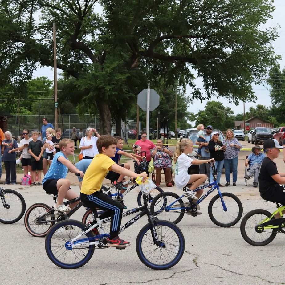 Bicyclers and revelers of all kinds will take part in the parade at Oilton's Old Tymers Day. Balloon tosses, turtle races, pancake breakfasts and more will highlight the day of fun May 23. Photo courtesy Oilton Chamber of Commerce