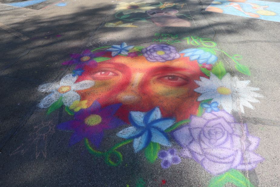 A sidewalk is just a blank canvas—or at least that's the case at the Montmarte Chalk Art Festival on the University of Science and Arts of Oklahoma campus in Chickasha. Photo courtesy Montmartre Chalk Art Festival