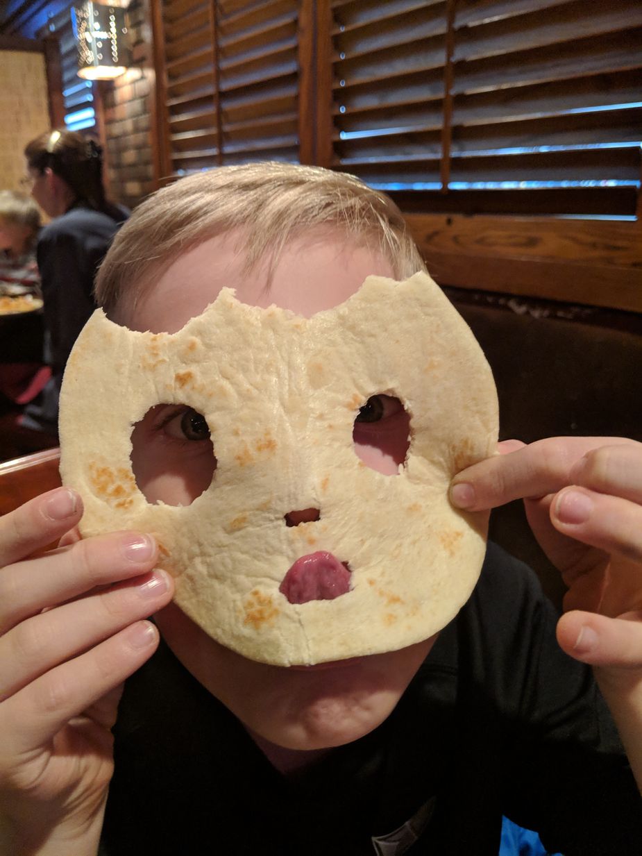 My son will especially miss making masks with Alvarado's fresh flour tortillas. Photo by Greg Elwell