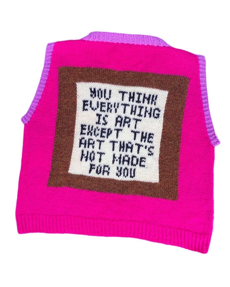 Art bro (back). Hand knit with wool. 2023. Kendall Ross