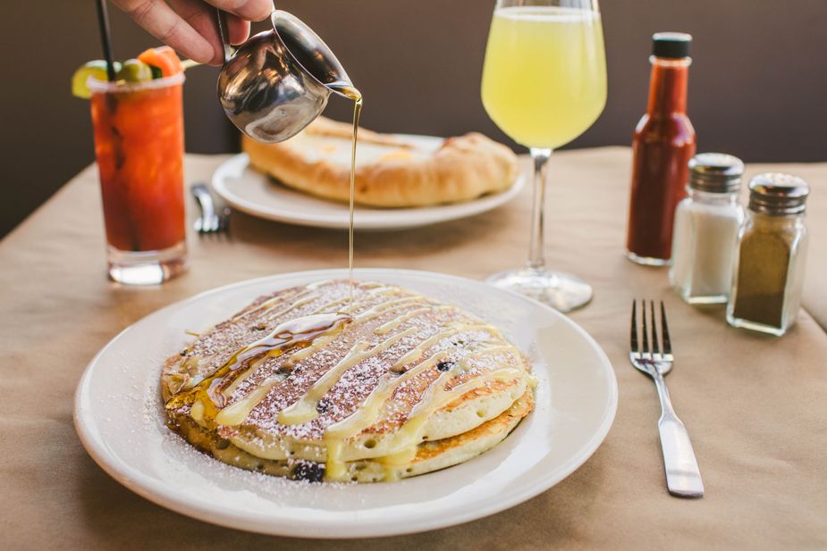 Blueberry and lemon curd pancakes at Bramble in Tulsa. Photo by Valerie Wei-Haas