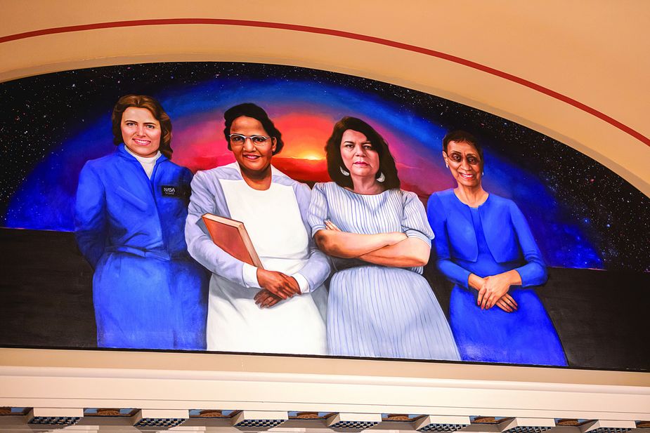 "Making Her Mark" by Sara Scribner honors astronaut Shannon Lucid, trailblazing nurse Opaline Deveraux Wadkins, Chief Wilma Mankiller, and Senator Maxine Horner. Photo courtesy Oklahoma Legislative Service Bureau