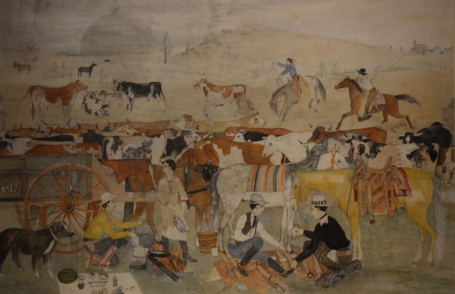 "Cattle Drive" by Ernest Spybuck is part of the collection at the answer to today's question.