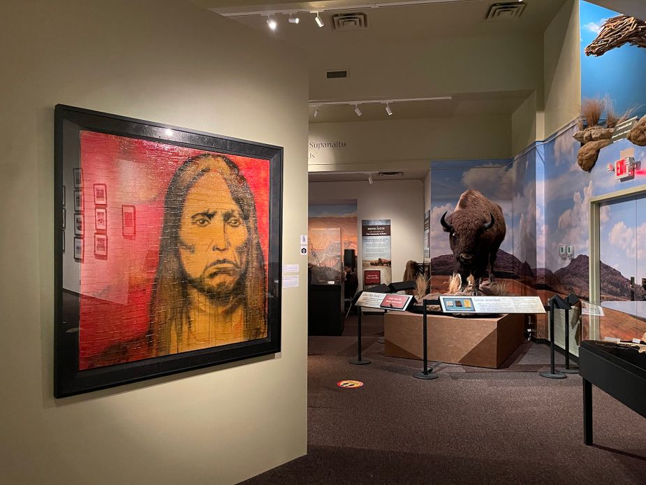 The Comanche National Museum and Cultural Center in Lawton. The painting at left is a work by Johnny Depp. Photo by Nathan Gunter