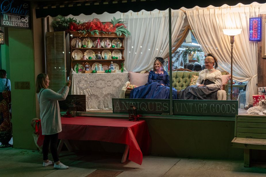 Those aren't mannequins. Models in Victorian-era dress dazzle onlookers during the Dickens on the Boulevard street celebration in Claremore. Photo courtesy Claremore Main Street