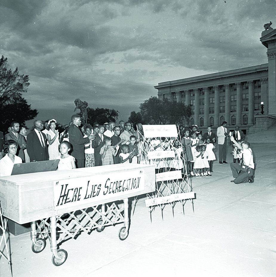 During a protest, Oklahomans held a Jim Crow funeral at the State Capitol on August 28, 1963, which was the same day Martin Luther King Jr. delivered his “I Have a Dream” speech in the nation’s capital. Photo courtesy Oklahoma Historical Society