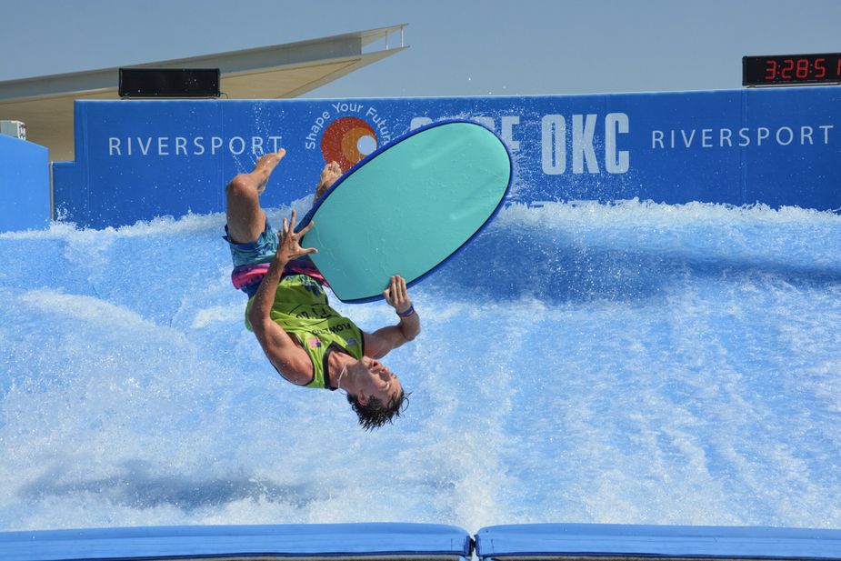 Surf's up at Oklahoma City's Riversport OKC for the Oklaflow Finals championship. Photo courtesy Riversport OKC