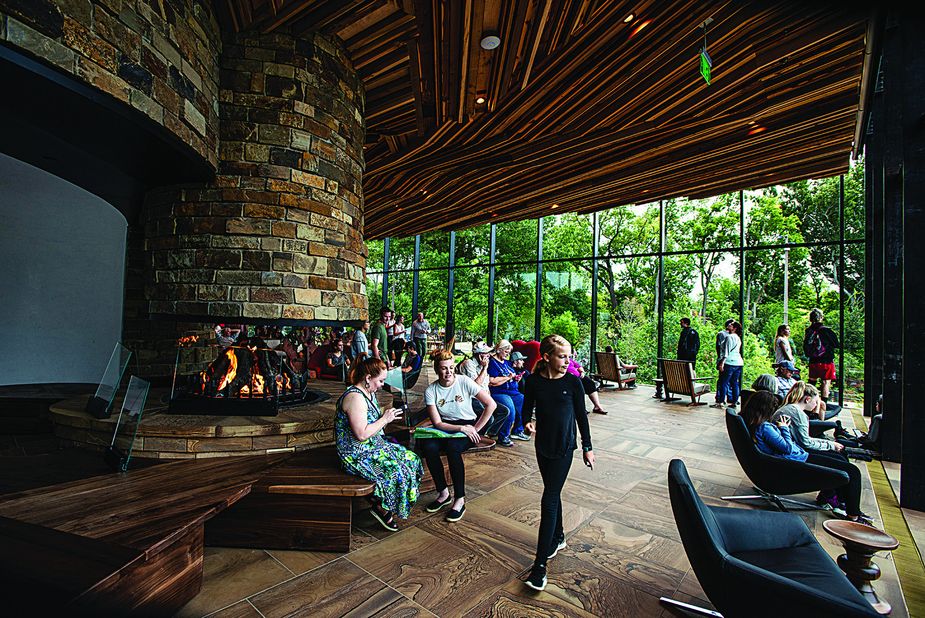 Williams Lodge houses restrooms, a cafe, activity rooms, and cozy lounge space. Photo by Melissa Lukenbaugh.