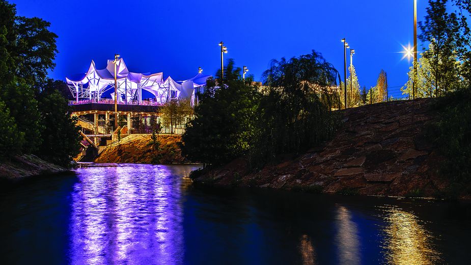 Guests can check out paddleboats, kayaks, and canoes at the OneOK Boathouse. Photo by Shane Bevel