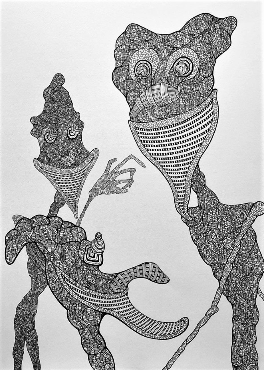 “Trio” by Taylor Graham of Stillwater. Micron pen on watercolor paper