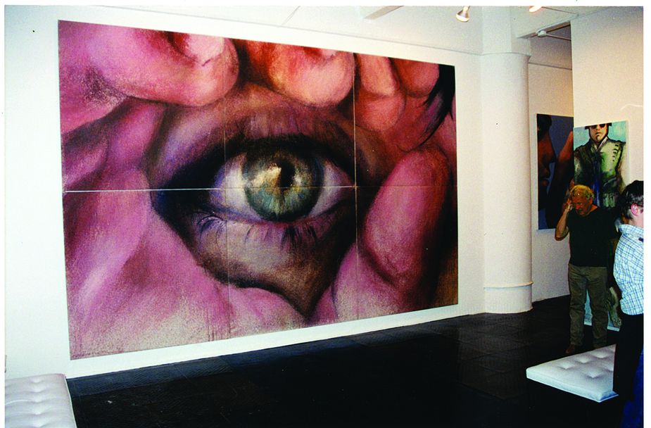 Stevenson with one of his most well-known paintings, Eye of Lightning Billy, at the Mitchell Algus Gallery in New York City in 2002. Photo by Ron Clark