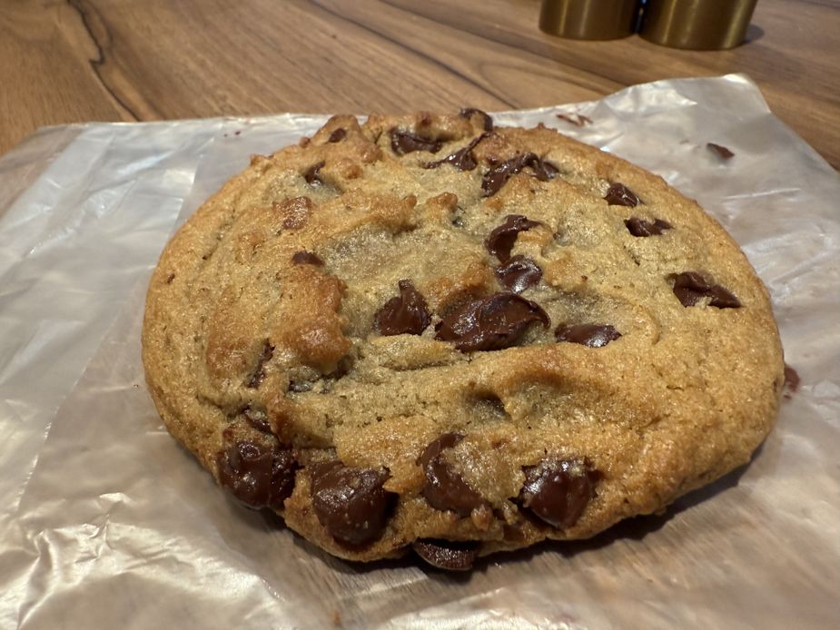 A freshly baked chocolate chip cookie from Thirty Four Bar & Bistro. Photo by Karlie Ybarra
