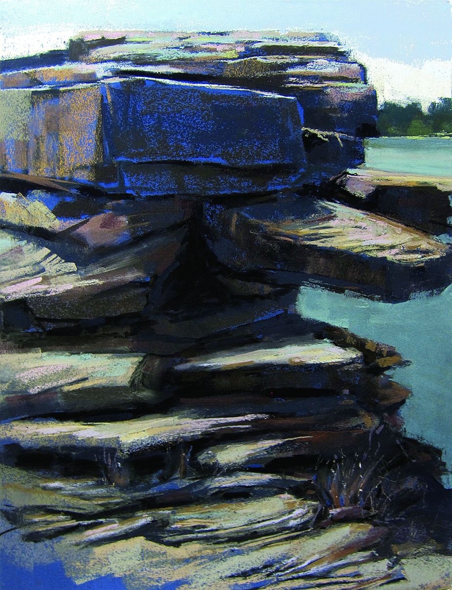 Norman artist Debby Kaspari painted this natural rock formation, part of Wilson Rock, along the Arkansas River. It was named for William Wilson, who once operated a ferry near the site.