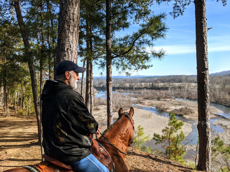 John Manning, owner of Riverman Trail Rides, is one of the horseback guides near Hochatown. Photo by Greg Elwell