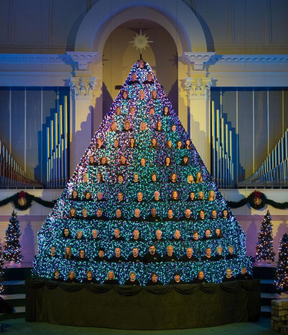 Heads up! Lawton's First Baptist Church celebrates 40 years of its Living Christmas Tree this year. Photo courtesy First Baptist Church of Lawton