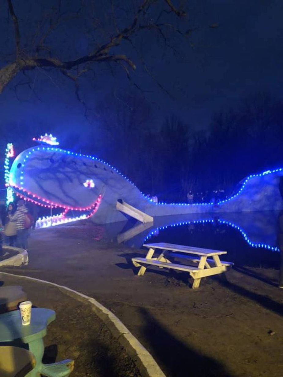 Catoosa gets into the holiday spirit with its annual Lighting of the Blue Whale event. Photo coutesy TravelOK.com
