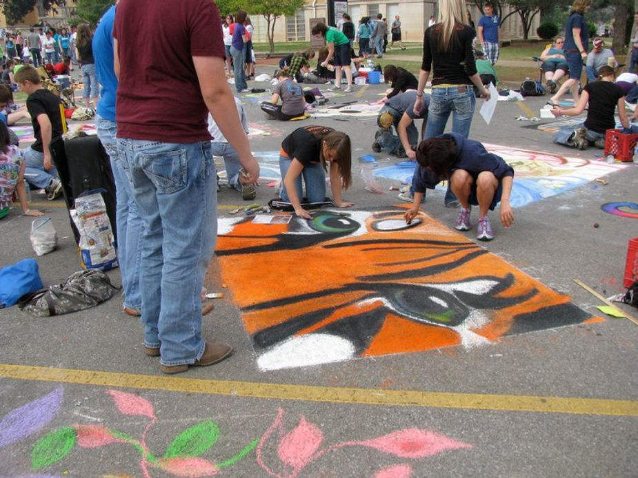 Keep your head down when you visit Chickasha's Montmartre Chalk Festival because the art's at your feet. Photo courtesy USAO