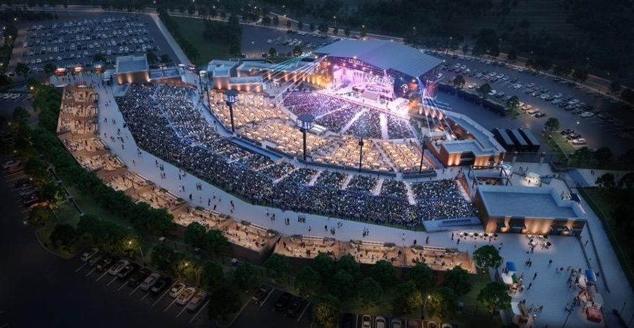 The Sunset Amphitheater at the new Mustang Creek Crossing in west Oklahoma City. Image credit BCA Studios