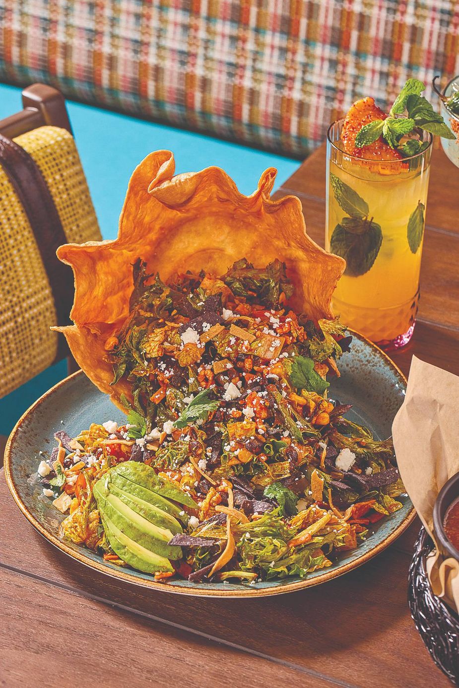 The Chido taco salad is one of a variety of dishes served at Chido Tacos X Tequila. Photo courtesy OKANA Resort & Indoor Waterpark