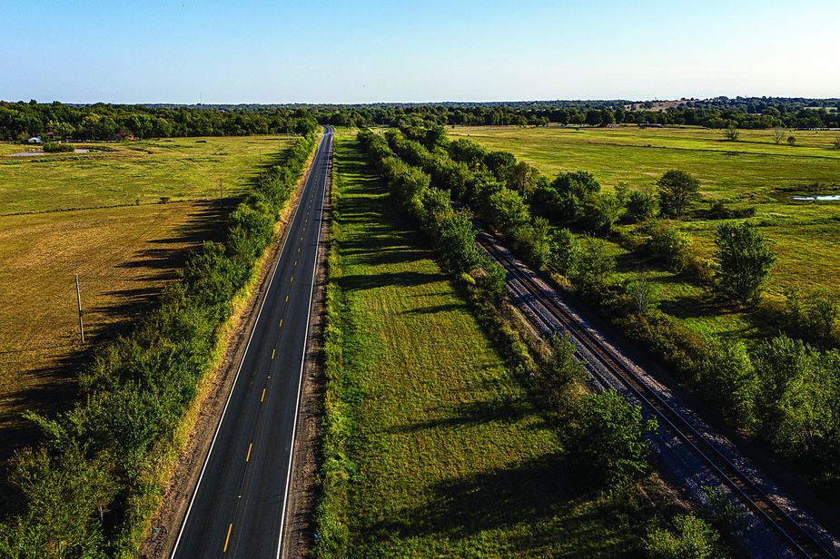 A scenic stretch of Jefferson Highway between Oktaha and Summit. Photo by Shane Bevel