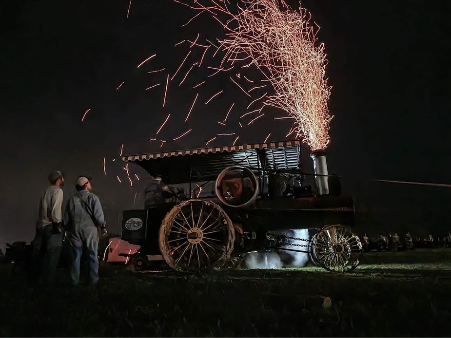 Sparks will fly at the Oklahoma Steam and Gas Show in Pawnee as organizers crank up antique machines that still work. Photo courtesy Oklahoma Steam Threshers