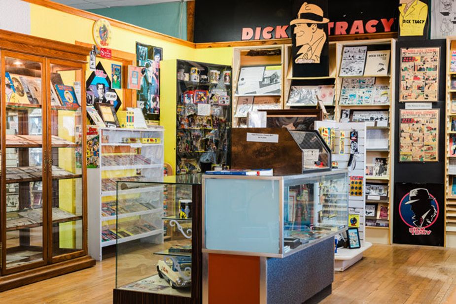 Fans of Dick Tracy and pop culture in general will delight in the large collection of art and memorabilia at the historical society. Photo by Saxon Smith