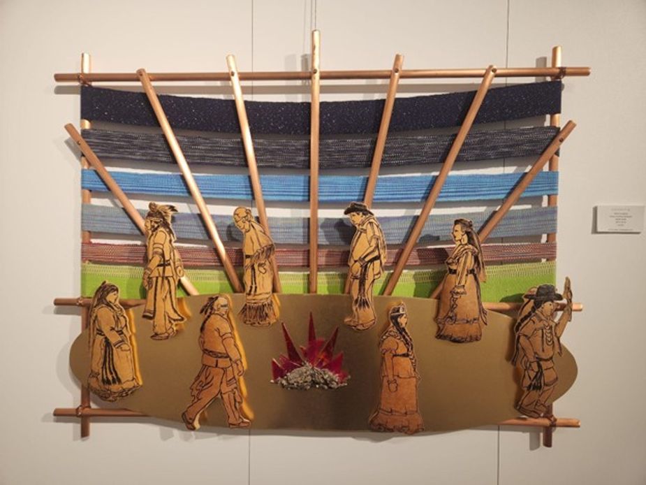 Hilha (To Dance) by Donna Coutney (Chickasaw); mixed media; 30”x40”