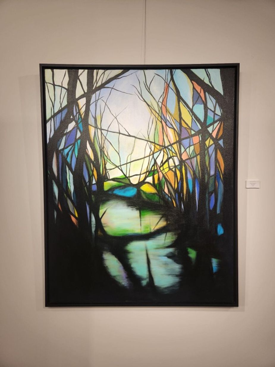 Mornings on Chuckwa Creek by Wani Coker (Choctaw); acrylic on canvas; 60”x48”