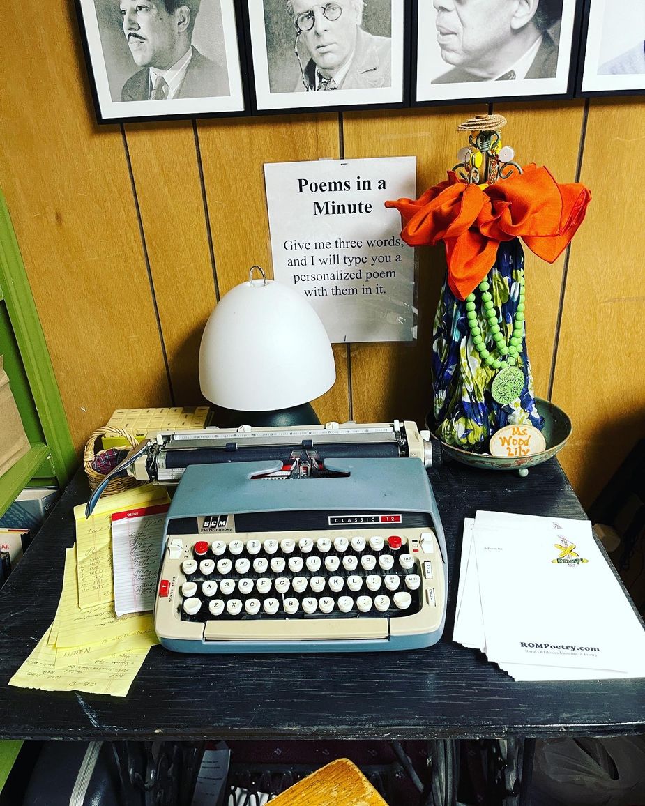 Shaun's typewriter at R.O.M.P. Photo by Nathan Gunter