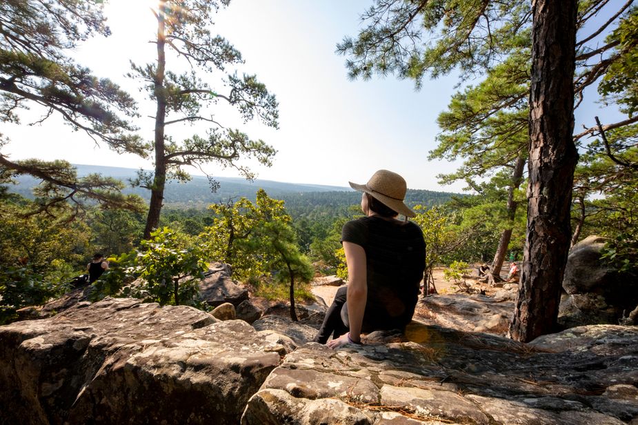 Megan enjoys the scenery at Robbers Cave State Park. Photo by Lori Duckworth