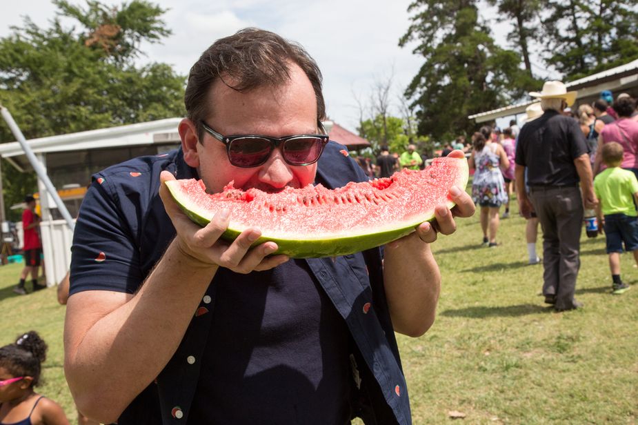 Let the sweet taste of summer trickle down your chin when you go face first into the Rush Springs Watermelon Festival. Photo by Lori Duckworth