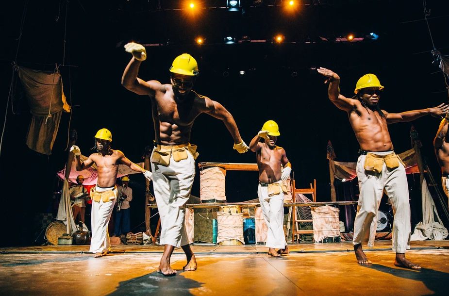 Acrobatics, daring stunts, and rhythmic West African music will dazzle audience members during Afrique en Cirque's visit to Oklahoma City Community College's Visual and Performing Arts Center. Photo courtesy Afrique en Cirque