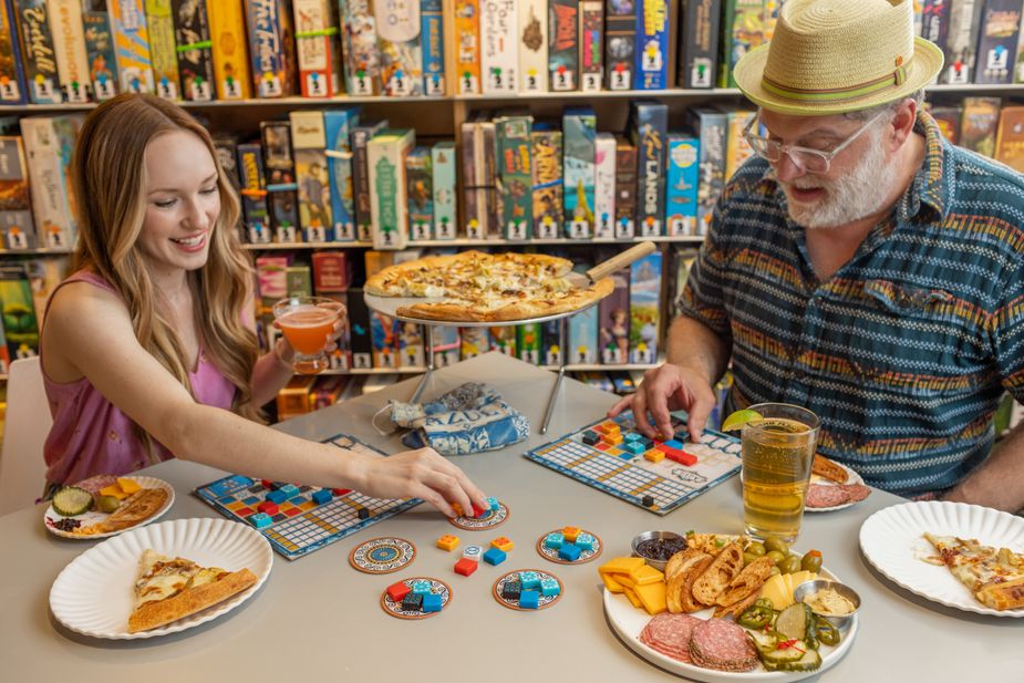 A game of Azul is more enjoyable alongside a Truffle Shuffle pizza with sweet pepper bacon. Photo by Valerie Wei-Haas