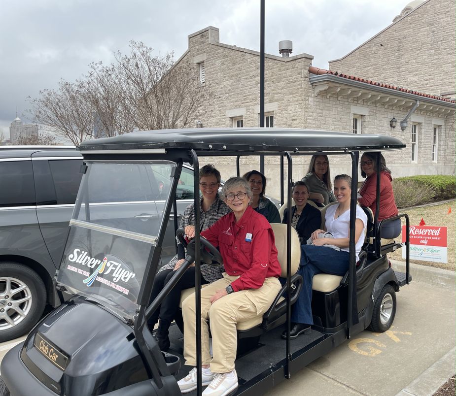 Silver Flyer golf cart tours make the park accessible for all. Photo courtesy Scissortail Park