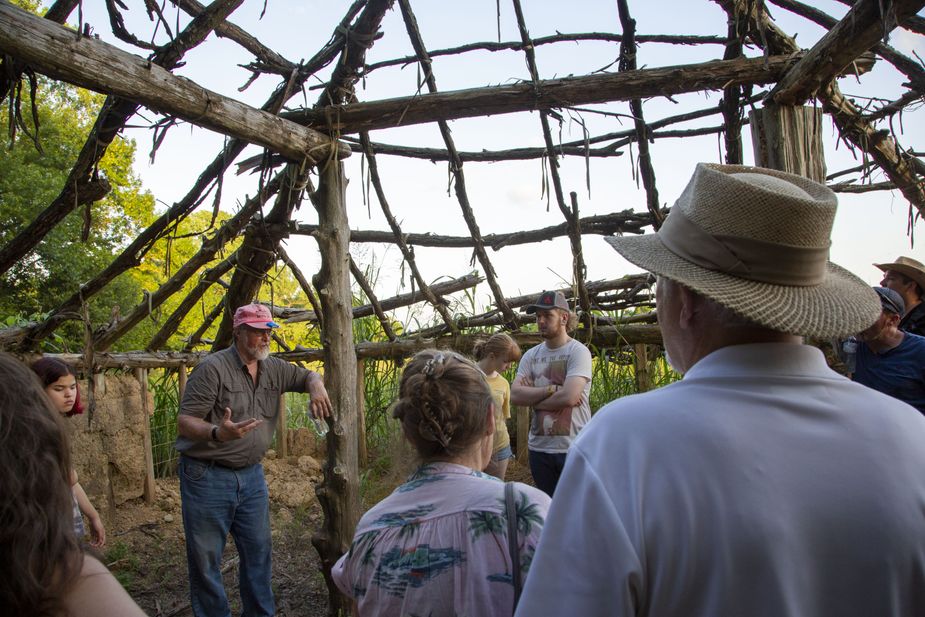 Director Dennis Peterson guides visitors through the Spiro Mounds Archaeological Center during Solstice Walks. Photo by Lori Duckworth