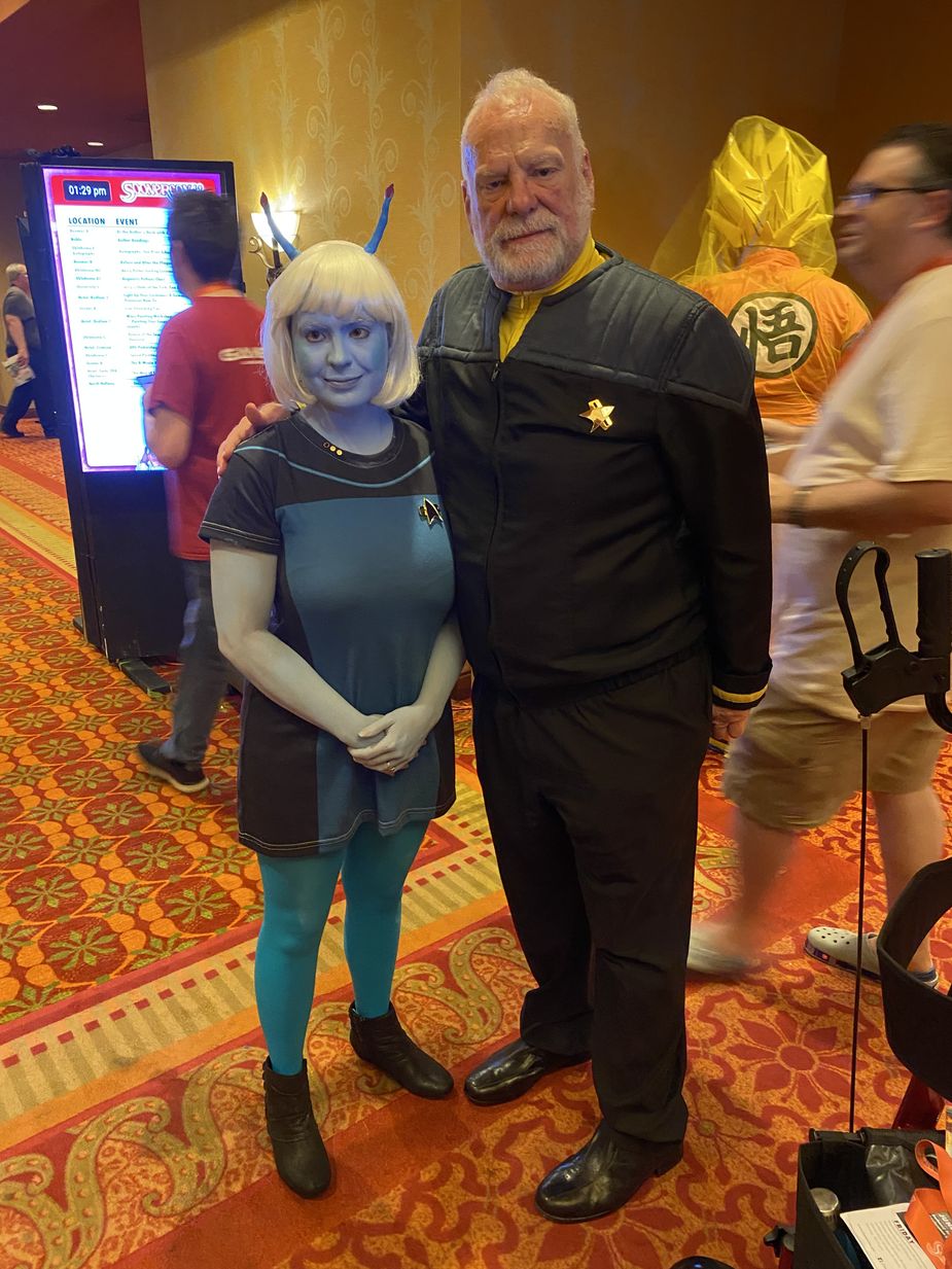 There weren’t as many "Trek" reps at SoonerCon as I expected, but I was so happy to meet this human/Andorian Starfleet pair. Photo by Karlie Ybarra