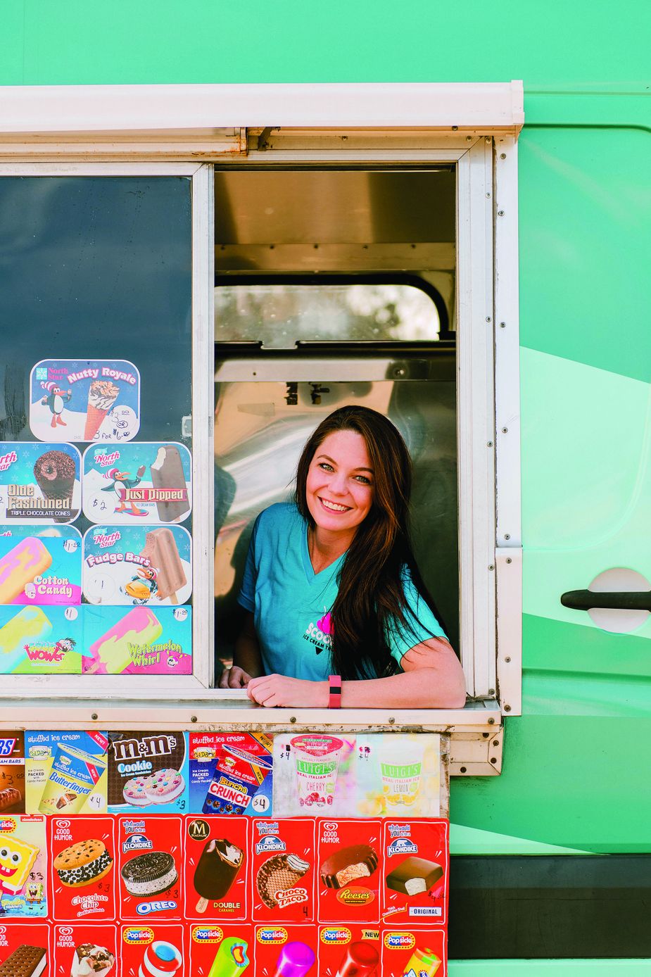Courtney Barber of Scoops brings ice cream to the people of Oklahoma City and Enid via van. Photo by Moss Photography