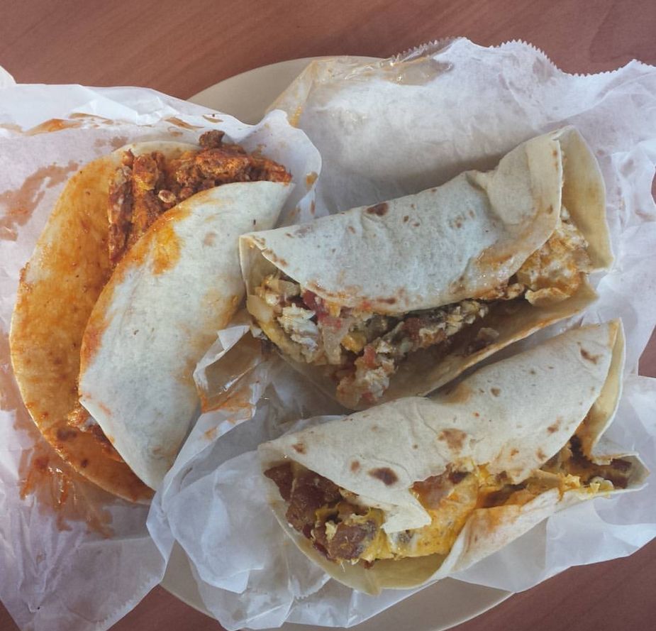A big pile of tacos from Taqueria Rafitas. Photo by Megan Rossman.