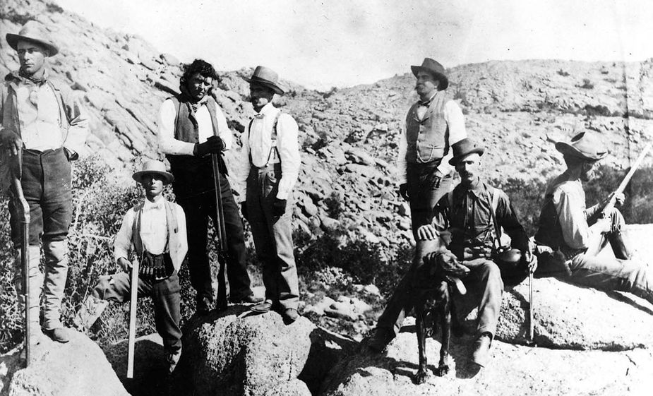 When he wasn’t in the courtroom, Temple Houston enjoyed the everyday activities of other men of his era. In this photo, Houston, third from left, with a hunting party in Nebraska. Photo courtesy Western History Collections/OU.