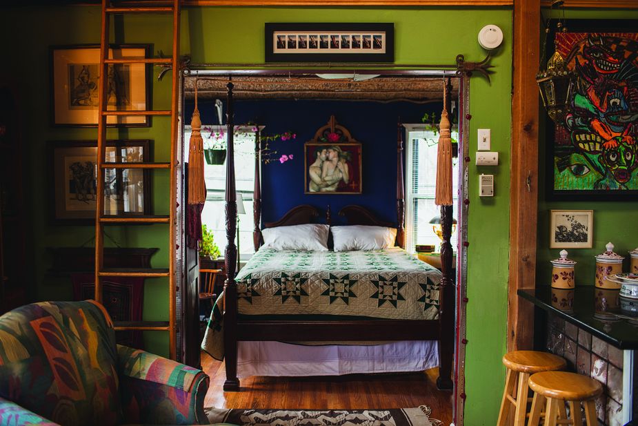 The Artist's Apartment above Liggett Pottery is a cozy and intricately decorated space near Tulsa's Greenwood District. Photo by Valerie Wei Haas