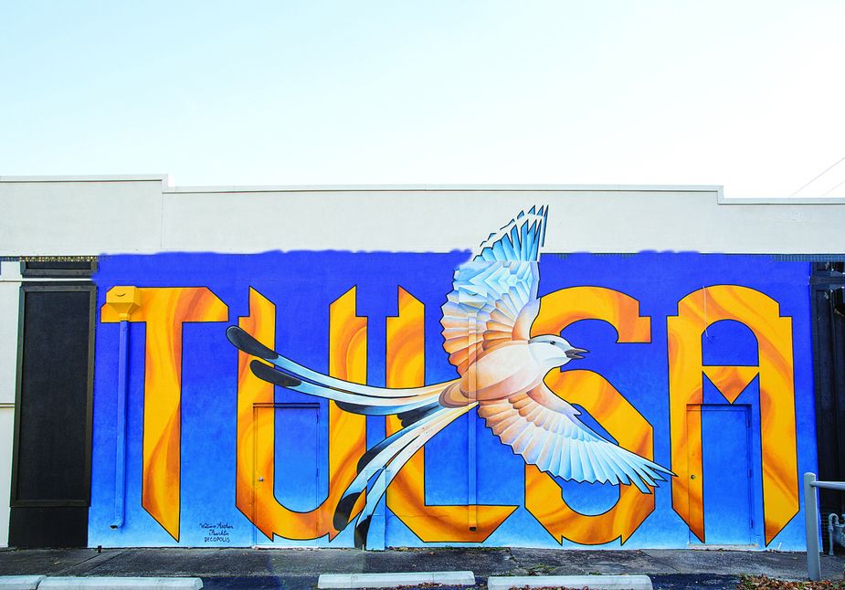 William Franklin created this scissor-tailed flycatcher image at the Harvard Square shopping center in Tulsa. 