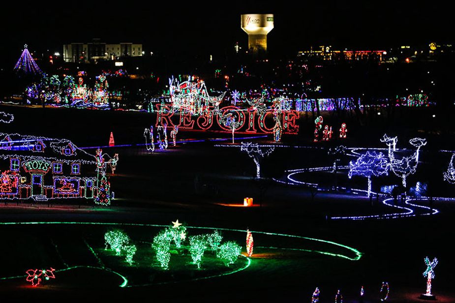 Sunglasses at night? You might need them for Yukon's exceeding bright Christmas in the Park drive-through light show. Photo courtesy the City of Yukon.
