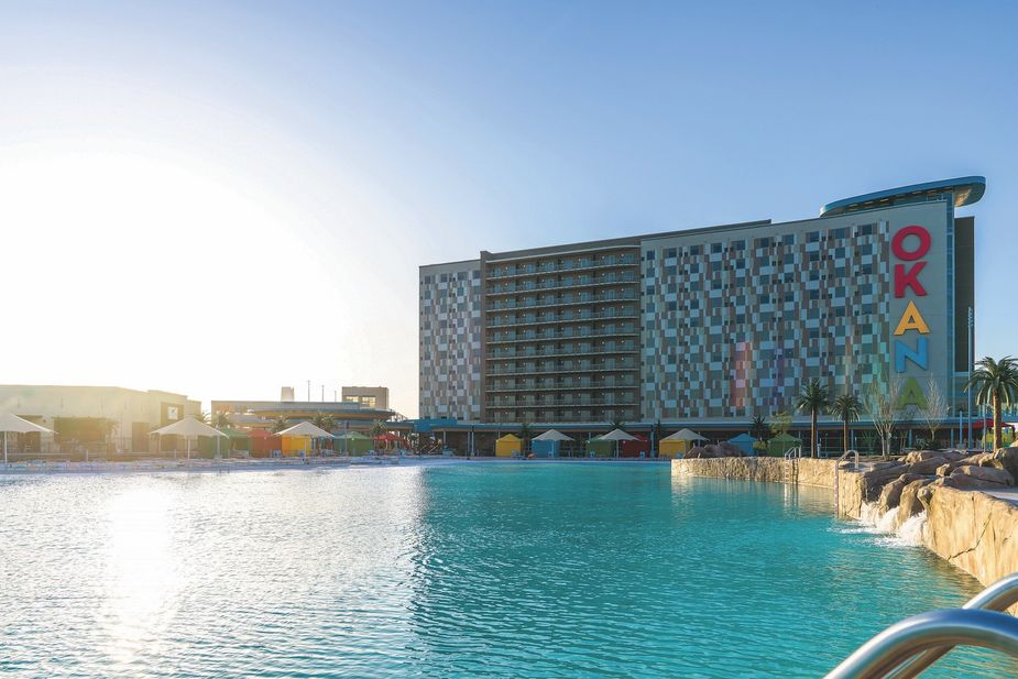 The outdoor lagoon at OKANA is massive. Whether guests just want to lay by the pool or get in a serious swim, the options are plenty at this watery oasis. Photo courtesy OKANA Resort & Indoor Waterpark