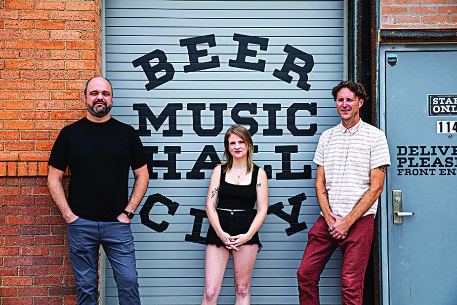 Managing partners Stephen Tyler and Chad Whitehead with production manager Emily Egerton. Photo by Nathan Poppe